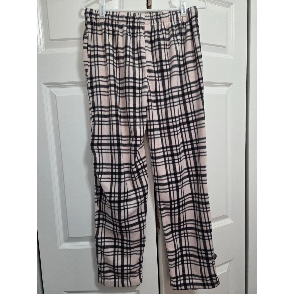 Narrow River Trading Co. Women's Fleece Pants w/ Pockets, Pink/Black Plaid, Lge